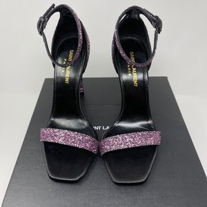 Saint Laurent Hills Glitter Sandals Rose Amber 105